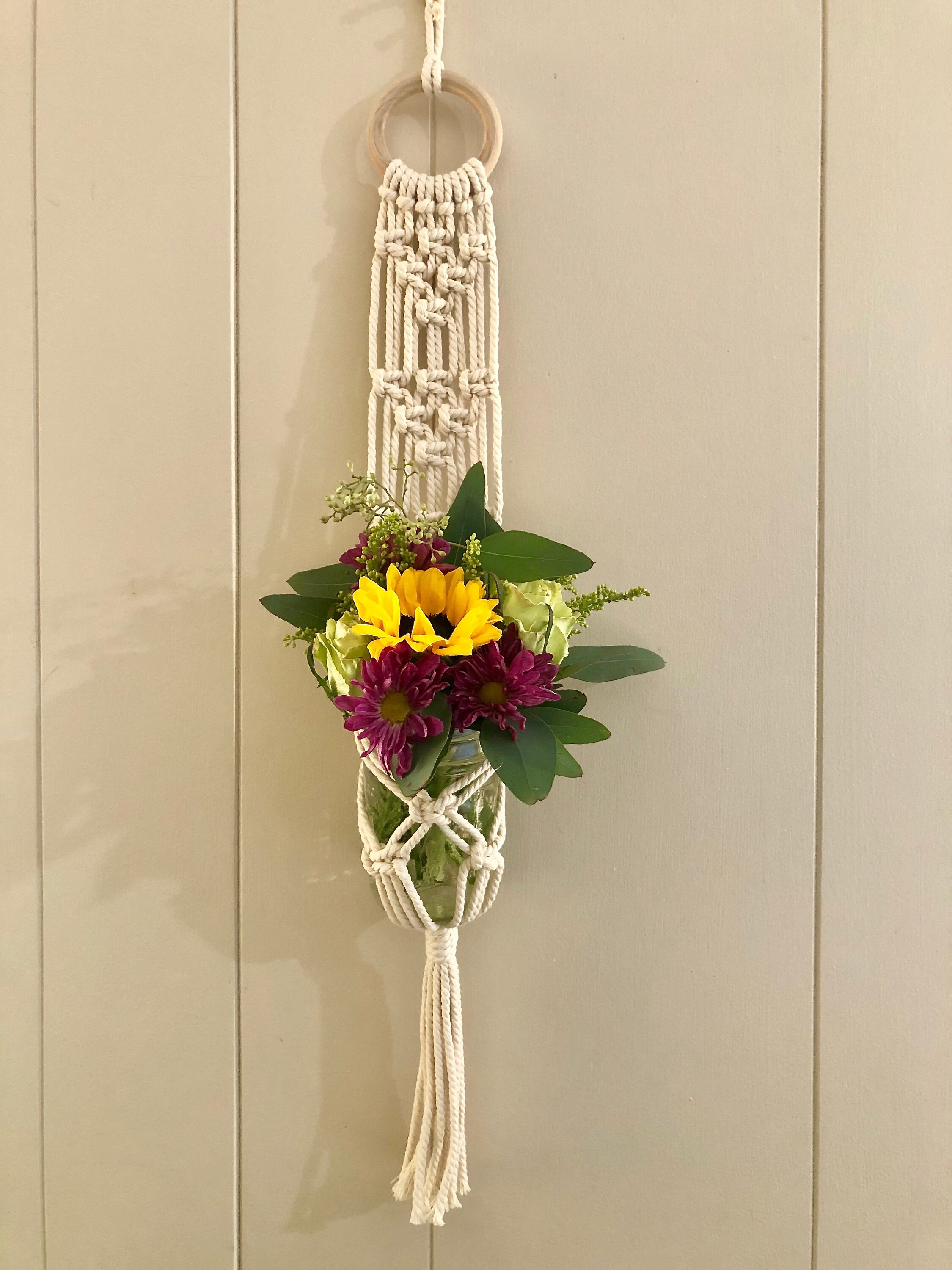 Macrame Wall Hanging Mason Jar or Vase Holder Etsy