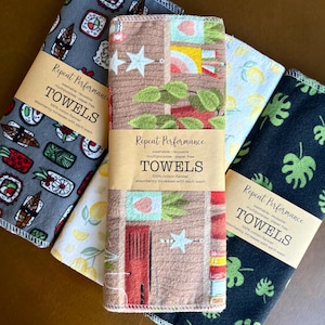 Repeat Performance Reusable Paperless Towels, 100% Cotton Flannel Paper-free, Washable Towels, Eco-Friendly Kitchen, Absorbent, Fun Patterns