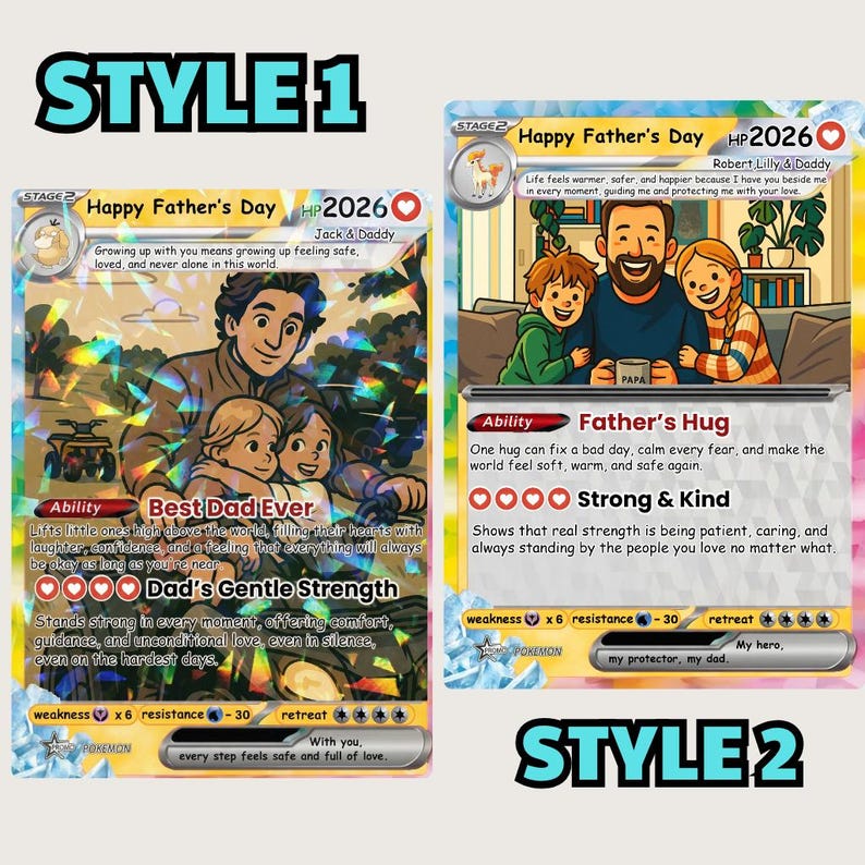 Carte Pokémon personnalisée à partir de la photo | Carte holographique personnalisée pour la fête des pères, cadeau pour papa, anniversaire image 8