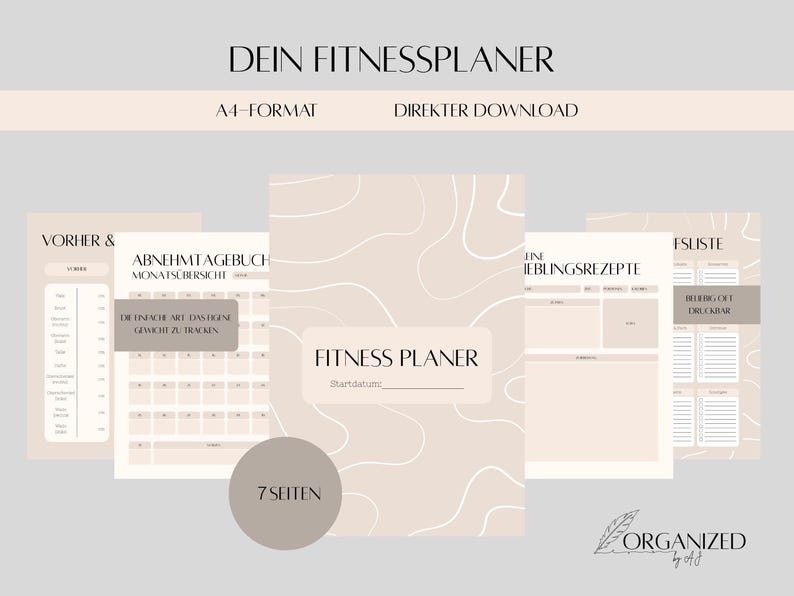 Printable Fitness Planner PDF | Workout Planner A4 | Training Plan ...