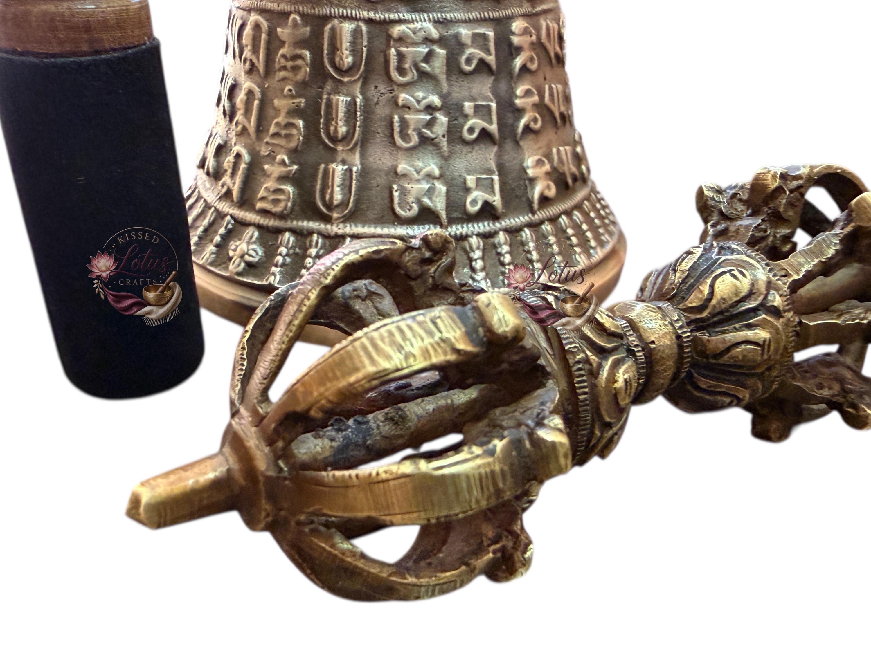 Tibetan Brass Bell and Vajra Set. Handcrafted From Bell Metal Buddhist ...