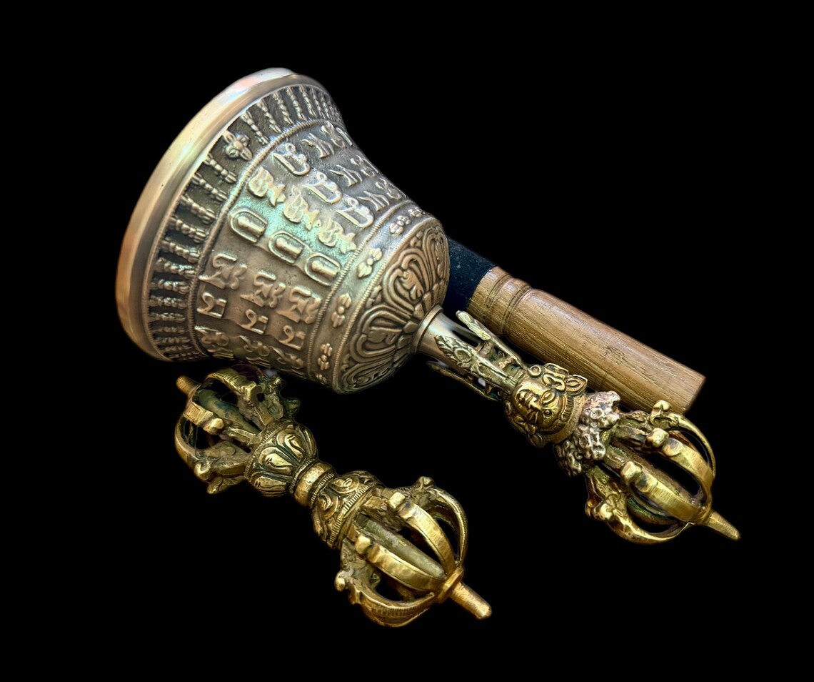 Tibetan Brass Bell and Vajra Set. Handcrafted From Bell Metal Buddhist ...