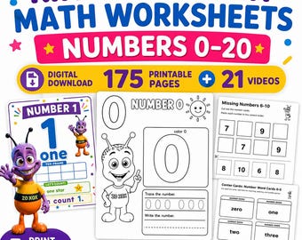Kindergarten Math Worksheets, Number Tracing Printable, Number Worksheets & Math Activities