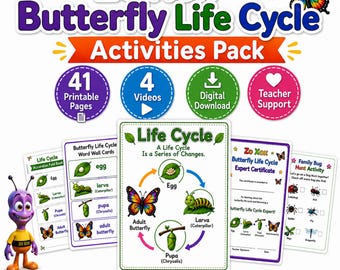 Butterfly Life Cycle Worksheets for Kindergarten, Printable Science Activities and Videos