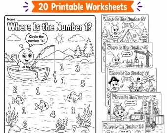 Number Search Worksheets 1-20, Preschool and Kindergarten Number Recognition Printable