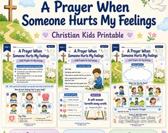 Christian Kids Prayer Worksheet, Hurt Feelings and Forgiveness Printable Activity