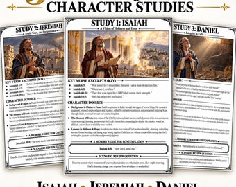 Adult KJV Bible Character Studies, Isaiah Jeremiah Daniel Printable Worksheets