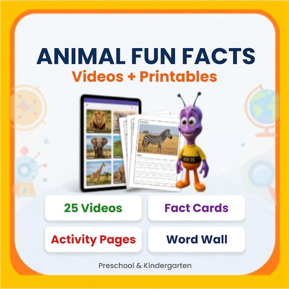 Kindergarten Science Animal Unit Study, Animal Worksheets, STEM Activities & Learning Videos