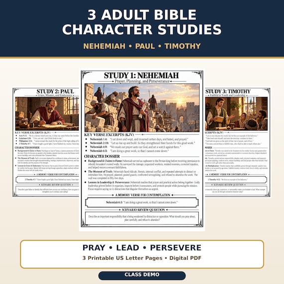 Adult Bible Character Studies Printable: Nehemiah, Paul and Timothy
