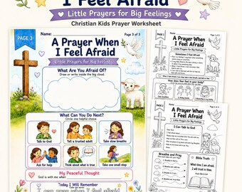 Christian Kids Prayer Worksheet, Fear and Courage Printable Activity