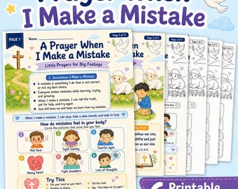 Christian Kids Prayer Worksheet, Mistakes and Forgiveness Printable Activity