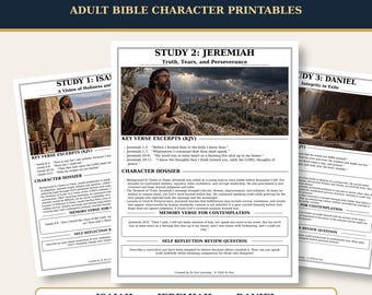 Isaiah Jeremiah Daniel Bible Studies Printable KJV Character Worksheets
