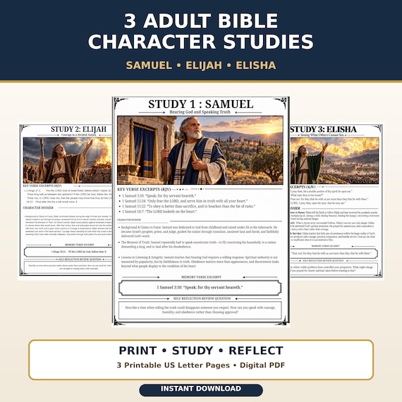 Adult Bible Character Studies Printable: Samuel, Elijah and Elisha