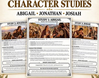 Adult Bible Character Studies Printable: Abigail, Jonathan and Josiah