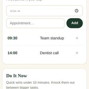 May include: A digital ADHD Daily Planner interface by Evergreen Planners for Sunday, October 4, 2026. The layout includes sections for Today's Top 3, Brain Dump, Tasks, Appointments, Do It Now, Important Reminders, Check-ins, Notes, and Tomorrow.