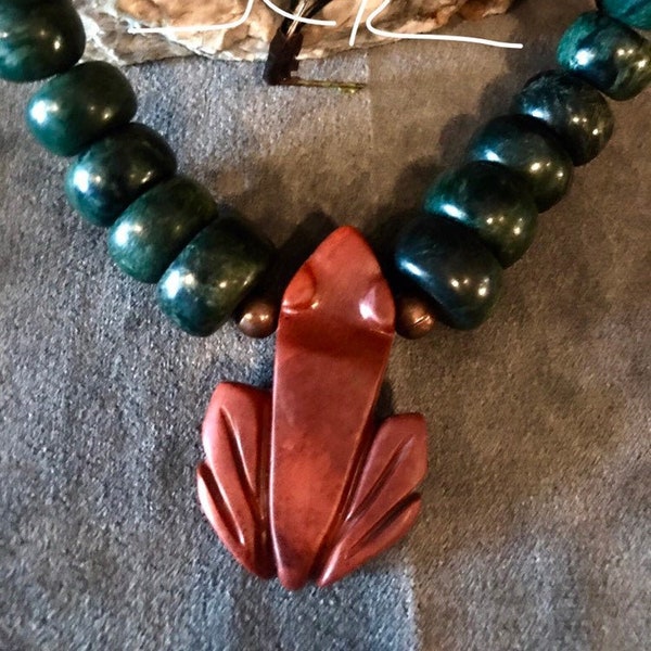 Red jasper frog and mexican jade