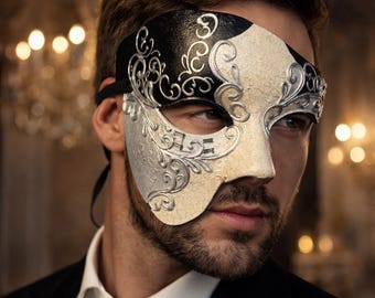 Máscara veneciana de media cara pintada a mano, máscara vintage con efecto craquelado para Halloween, Carnaval, baile de graduación, boda, cosplay, fiesta, disfraz.