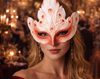 Máscara de plumas de fénix hecha a mano, máscara de fantasía para mascarada, máscara de pájaro pastel, tocado para disfraz de festival, máscara de fiesta renacentista