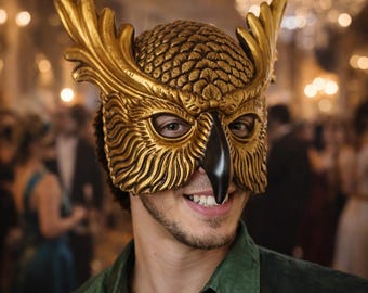 Máscara de búho hecha a mano, máscara de animal vintage, máscara de disfraz de Halloween, máscara de pájaro para fiesta de máscaras, máscara de festival gótico, accesorio de disfraz de cosplay