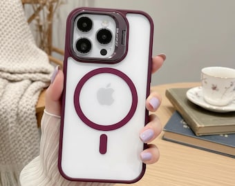 Klare MagSafe iPhone Hülle mit Metallständer, transparente magnetische Abdeckung für iPhone Pro Max