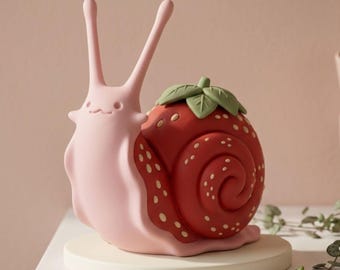 Whimsical Strawberry Snail Figurine STL • Cute Kawaii Creature • 3D Print Model • Digital Download • Commercial Use