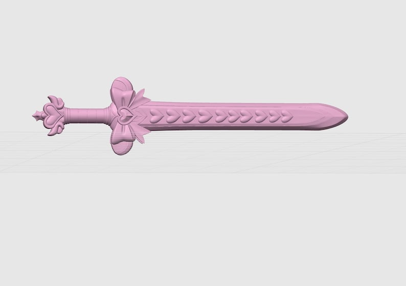 Coquette Heart Sword STL File, Magical Girl Dagger 3D Model, Kawaii Pastel Weapon, 3D Print Resin STL, Designer Play Weapon File image 3