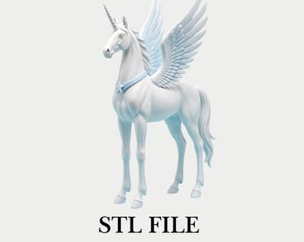 Pegasus Unicorn STL File, Winged Horse 3D Print, Fantasy Resin STL Download, Coquette Aesthetic Figure, Mythical Creature 3D Model Decor