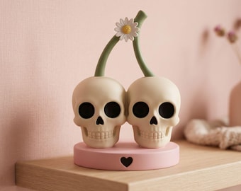 Cherry Skull Figurine STL File | 3D Printable Double Skull Decor | Instant Digital Download | 3D Printing File | 3D Model