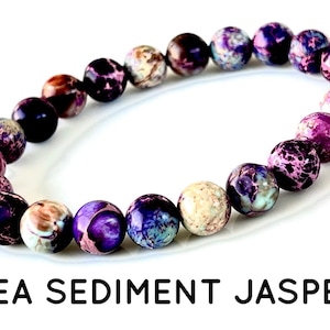 Healing Crystal Bracelet Beaded Bracelets Sea Sediment Jasper Natural Stone Bracelet Gemstone Healing Stones Mens Handmade Womens Bracelet