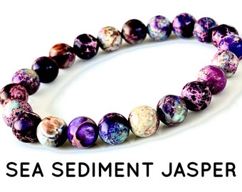 Healing Crystal Bracelet Beaded Bracelets Sea Sediment Jasper Natural Stone Bracelet Gemstone Healing Stones Mens Handmade Womens Bracelet