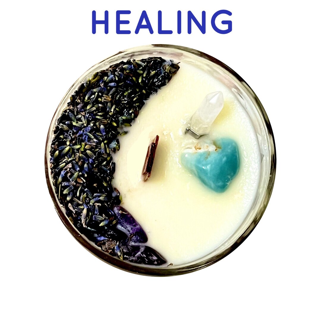 HEALING Crystal Intention Candle 16oz Scented Soy Candle Etsy