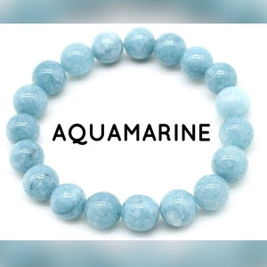 Aquamarine Bracelet Crystal Bracelets March Birthstone Healing Crystal Stone Bracelets 8mm Beaded Gemstone Bracelet Mens Womens Bracelet