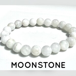 Moonstone Beaded  Bracelet Gift Healing Crystals Renewal New Beginnings Natural Stone Gemstone Crystal Bracelets Womens Breakup Divorce Gift