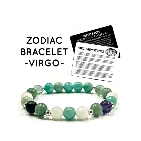 Virgo Bracelet Virgo Gift Zodiac Bracelet Best Friend Birthday Gift for her September Crystals Birthstone Gemstones Astrology Virgo Jewelry