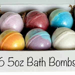 6 XL Bath Bombs Spa Gift Set 5oz Organic Vegan Bath Bombs Large Natural Bath Bomb Gift for her Mom Wife Teen Girl Gift Mother’s Day Gift Box