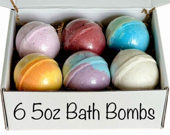 6 XL Bath Bombs Spa Gift Set 5oz Organic Vegan Bath Bombs Large Natural Bath Bomb Gift for her Mom Wife Teen Girl Gift Mother’s Day Gift Box