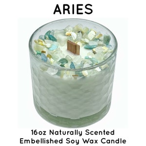 Zodiac Crystal Candle Aries Birthday Gift for her Best Friend Birthday Gift Aries Crystal Candle Taurus Candles Aries Gift Intention Candle