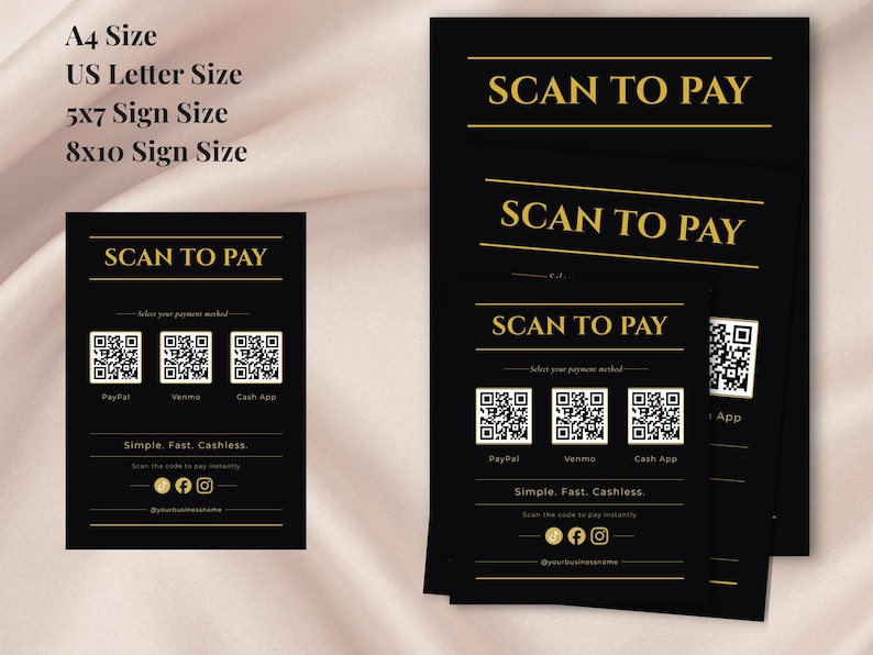 Scan to Pay Sign Editable Canva, QR Code Sign Template for Small ...