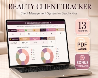 Client Tracker Spreadsheet for Beauty Business | CRM Client Management System, Appointment Log, Follow Up Tracker Excel Sheets
