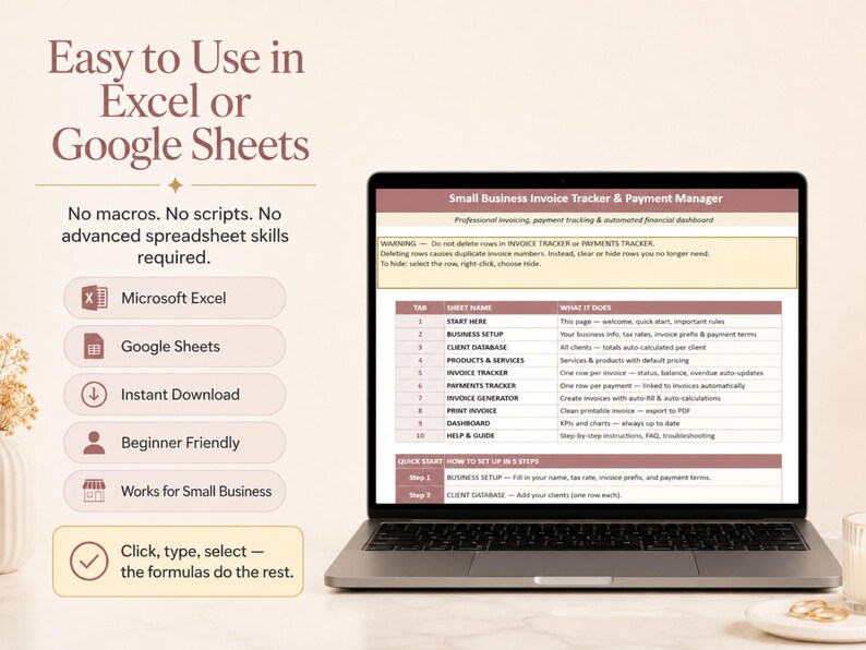Invoice Tracker, Invoice Generator Google Sheets Excel | Small Business ...