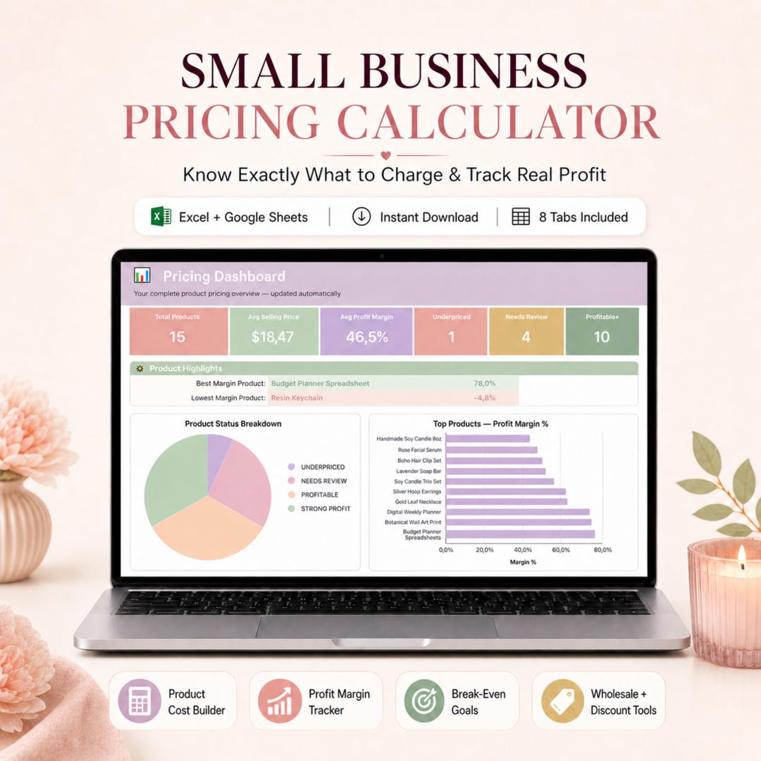 Pricing Calculator Spreadsheet | Small Business Product Pricing ...