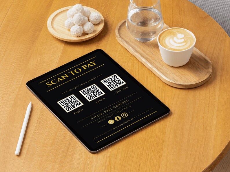 Scan to Pay Sign Editable Canva, QR Code Sign Template for Small ...