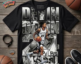 Devin Vassell PNG | Vintage Basketball Shirt Design | Retro Halbton Sublimation | DTF Sports | Sofort Download