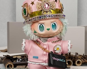Labubu Puppenkleidung Kronprinz Set Pink Daisy KPOP Anhänger Royal Art Toys Accessosry