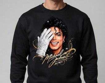 Michael Jackson inspiriert PNG | Gesicht Palme Porträt | Gold Handschuh Kunst DTF | König des Pop