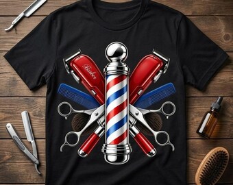 Barbier PNG, Barbier Shop Shirt Sublimationsdesign, Friseur Pole Grafik, Friseur Geschenk, Herunterladen