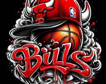 Chicago Bulls PNG, Basketball Team Shirt Sublimationsdesign, Bulls Maskottchen, Sportgrafik, Sofort Download