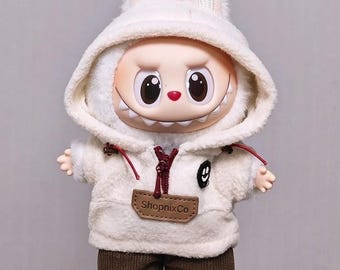 Labubu Puppenkleidung Set Hase Hoodie Shorts Schuhe Plüsch Kpop Miniature Art Outfit Handmade