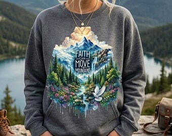 Glaube kann Berge versetzen PNG, Christian Shirt Sublimation Design, Berglandschaft Kunstwerk, Instant Download