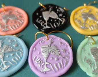 Champagne Wine Glass Charms Set | Girls Night Wine Charms | Hostess Gift | Wine Lover Gift | Drink Markers | Party Wine Accessories | Set 6